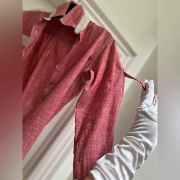 GAPkids LS Chambray Carmine Red roll up Sleeves Cotton Shirt Boy Sz M - Picture 11 of 11